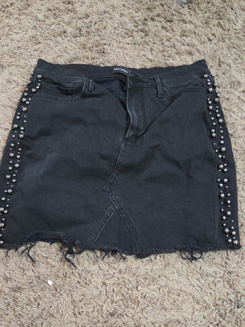 DRIFTWOOD Black Studded Denim Mini Skirt